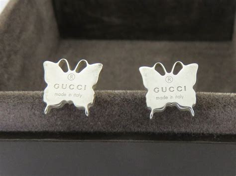 gucci interlocking stud earrings|gucci sterling silver butterfly earrings.